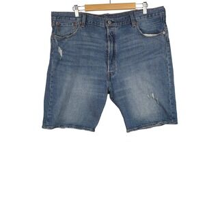 Levi's 501 Denim Jean Shorts Mens 42 Blue Distressed Button Fly Bermuda Jorts